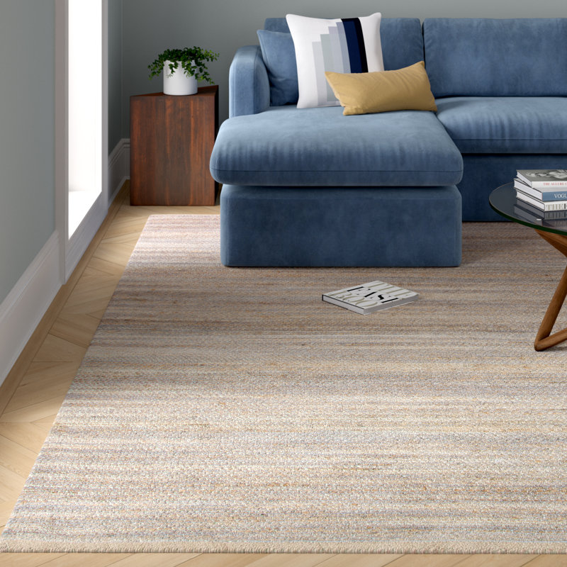 Foundstone™ Brandon Striped Handwoven Jute/Sisal Gray Area Rug